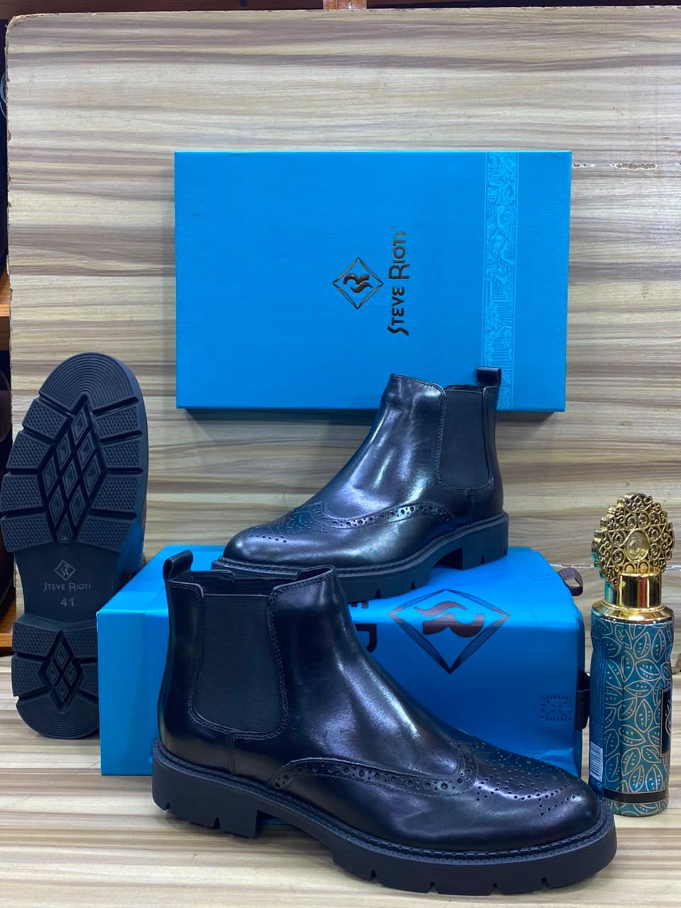 Steve Riots Brogue Chelsea Boots – 100% Authentic Men's Luxury Leather Boots