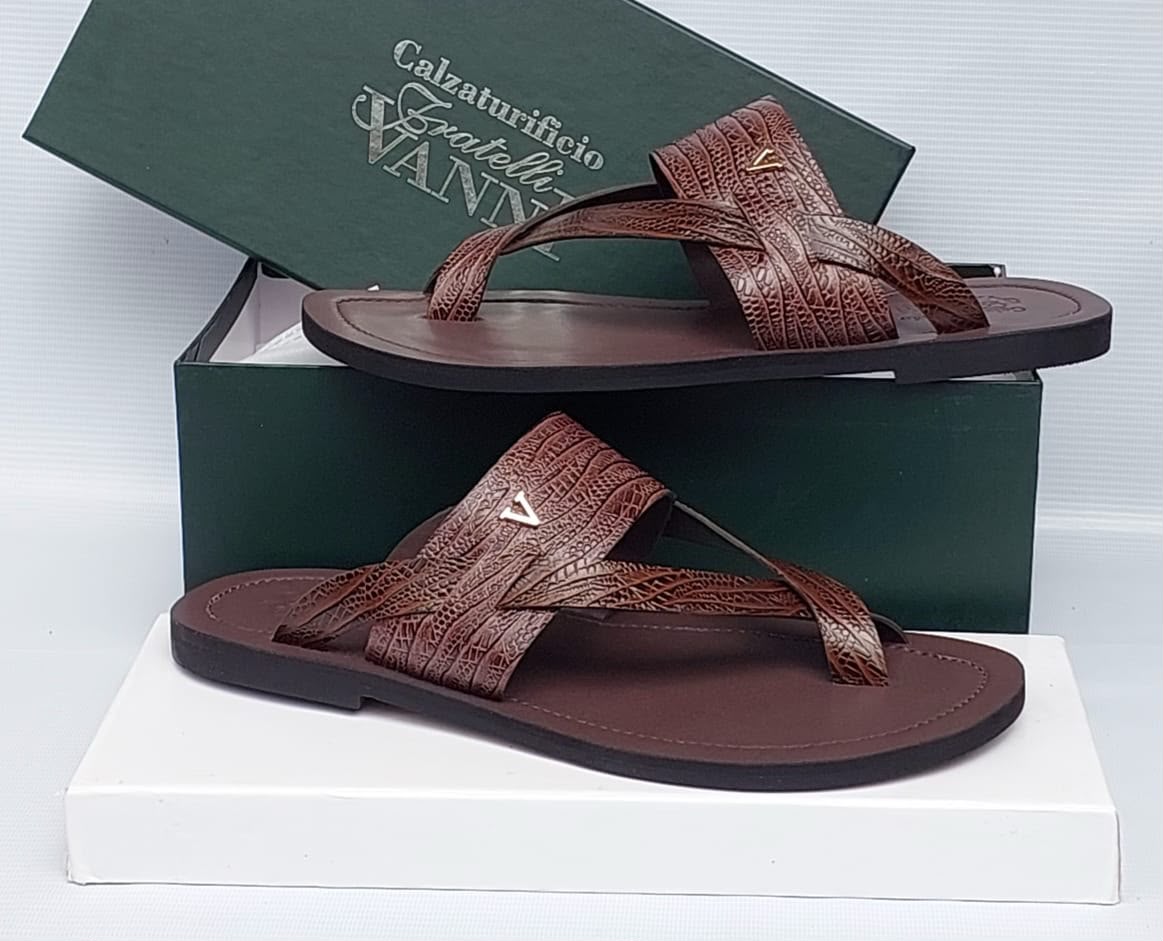 Fratelli Vanni Croc-Embossed Crossover Thong Sandals – Men's Luxury Flip Flops