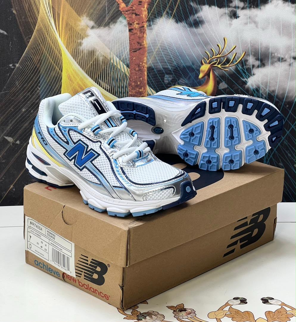 New Balance 740 Retro Runner — White/Blue/Silver
