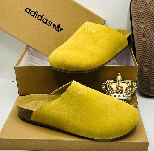 Adidas Originals Black Suede Trefoil Mule Clogs — 100% Authentic