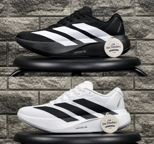  Adidas Adizero Boston 26 Lightstrike Pro sneaker in Core Black and Cloud White — men's premium running shoe by Swingdot Luxe