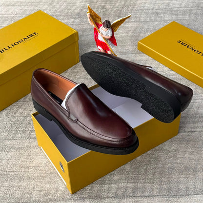 Billionaire Italian Couture men's deep burgundy smooth full-grain leather slip-on loafer