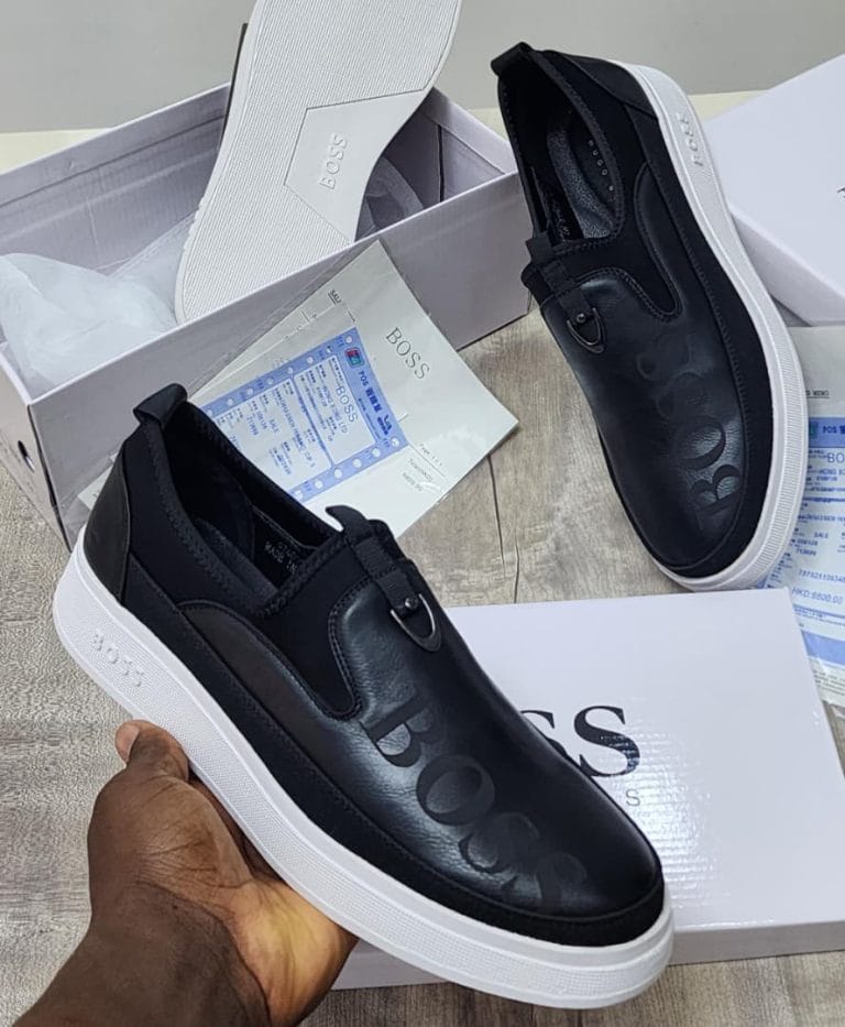 Hugo Boss Men's Embossed Leather Slip-On Sneaker