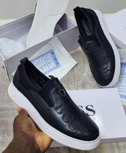 Hugo Boss Men's Embossed Leather Slip-On Sneaker
