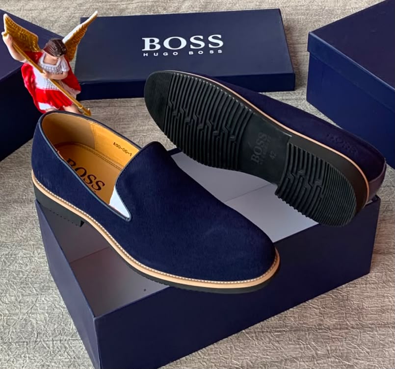 Hugo Boss Men's Suede Loafer – Navy Blue