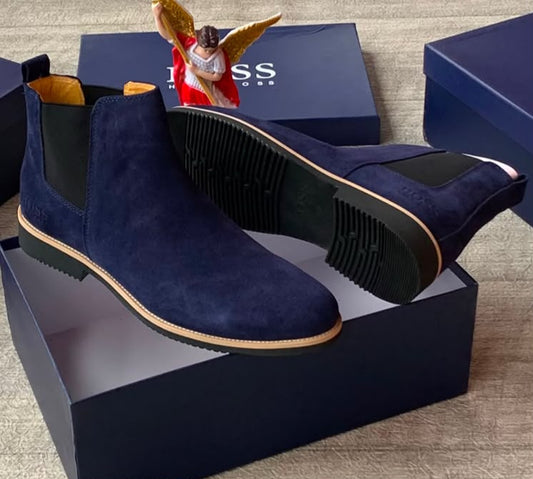 Hugo Boss Men's Suede Chelsea Boot – Navy Blue
