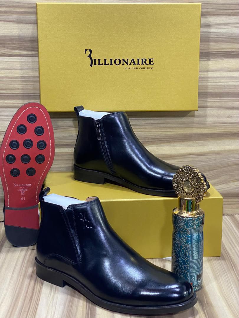 Billionaire Italian Couture Monogram Chelsea Boots – 100% Authentic Men's Luxury Leather Boots
