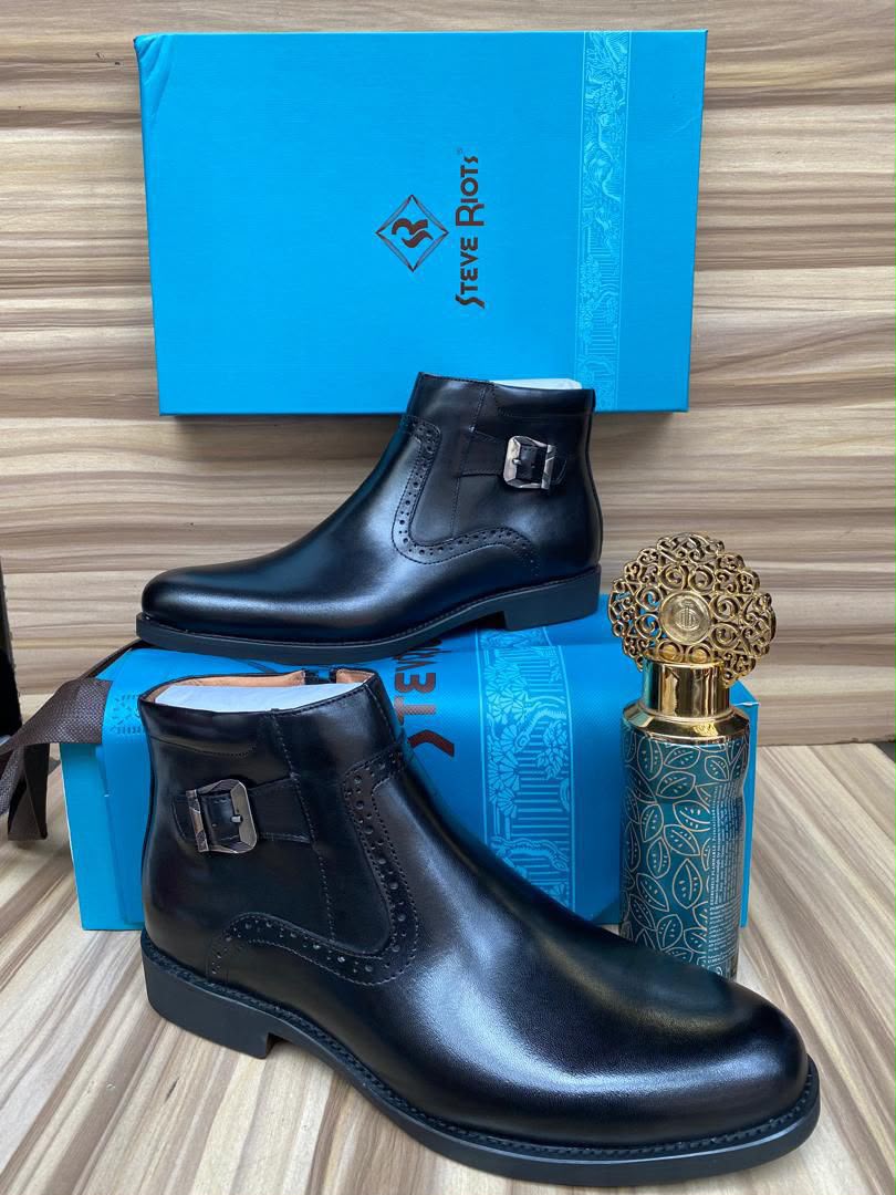 Steve Riots Monk Strap Brogue Ankle Boots – 100% Authentic Men's Luxury Leather Boots