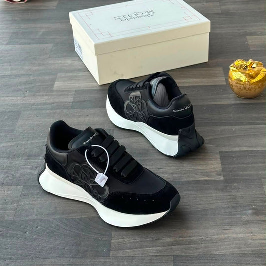 Alexander McQueen Sprint Runner Sneakers — Black/White/Red