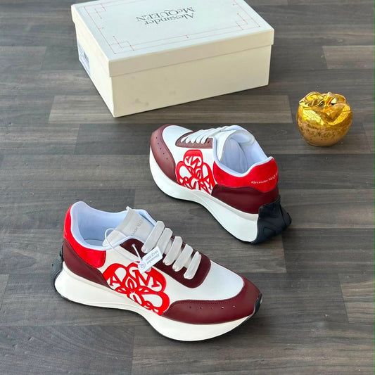 Alexander McQueen Sprint Runner Sneakers — Black/Red/Orange