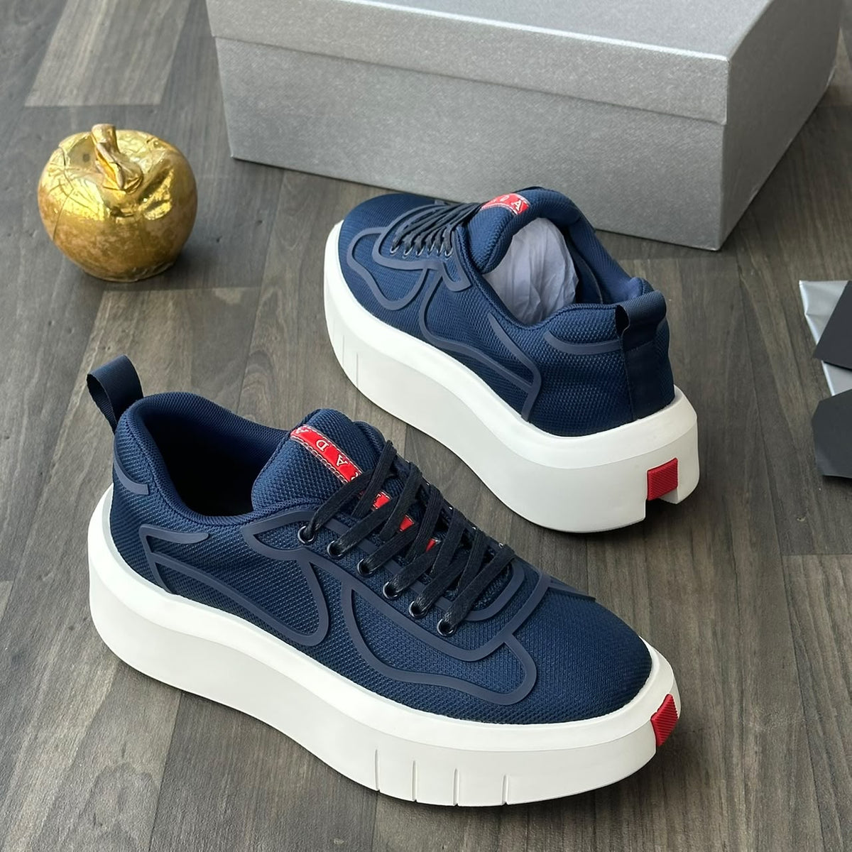 Prada America's Cup Lace-Up Platform Sneakers – Black