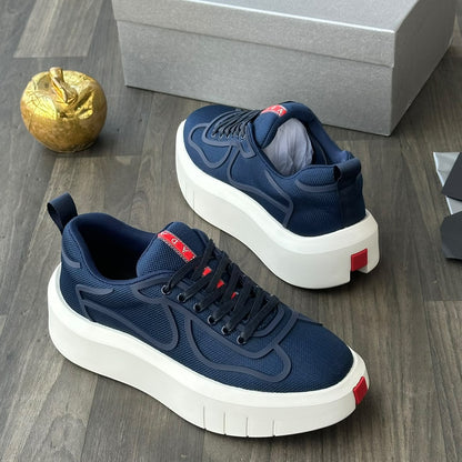 Prada America's Cup Lace-Up Platform Sneakers – Black