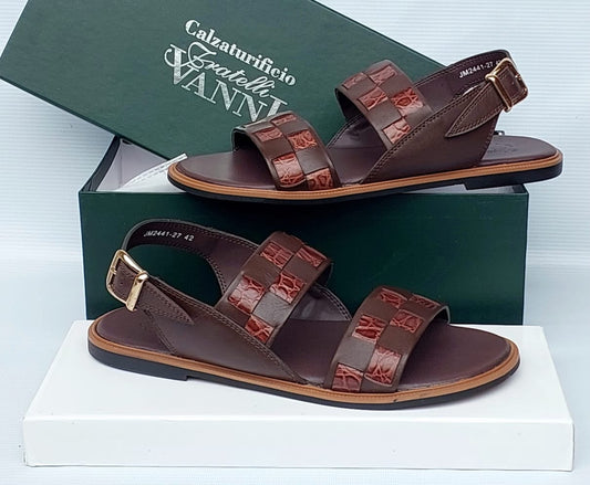 Fratelli Vanni Checkerboard Croc Slingback Sandals – Men's Luxury Slides