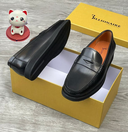 Billionaire Italian Couture Men's Penny Loafer — Dark Cognac Brown Leather