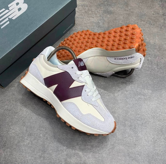 New Balance 327 Retro Sneaker — Grey/Cream/Burgundy