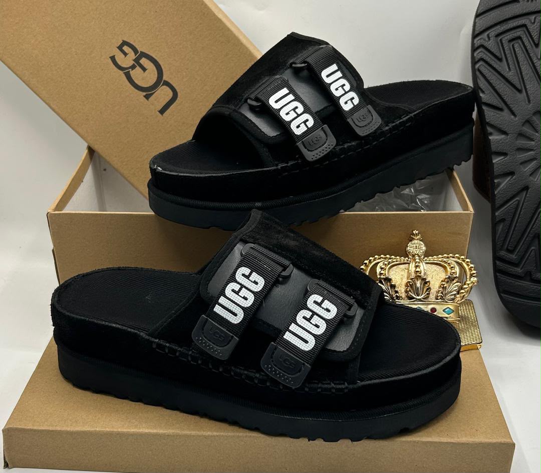 UGG Tasman X Chestnut Suede Double-Strap Slides — 100% Authentic