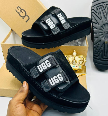 UGG Tasman X Chestnut Suede Double-Strap Slides — 100% Authentic