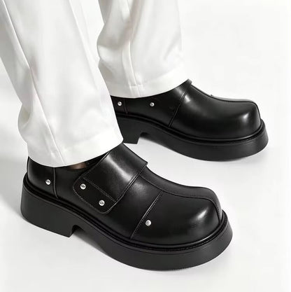 Premium black leather monk-strap loafers