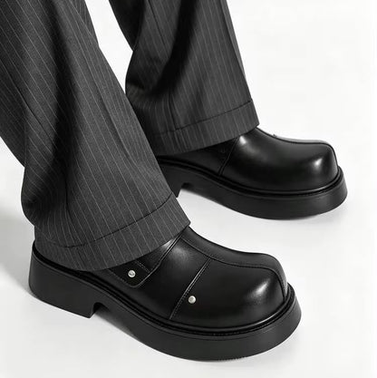 Premium black leather monk-strap loafers