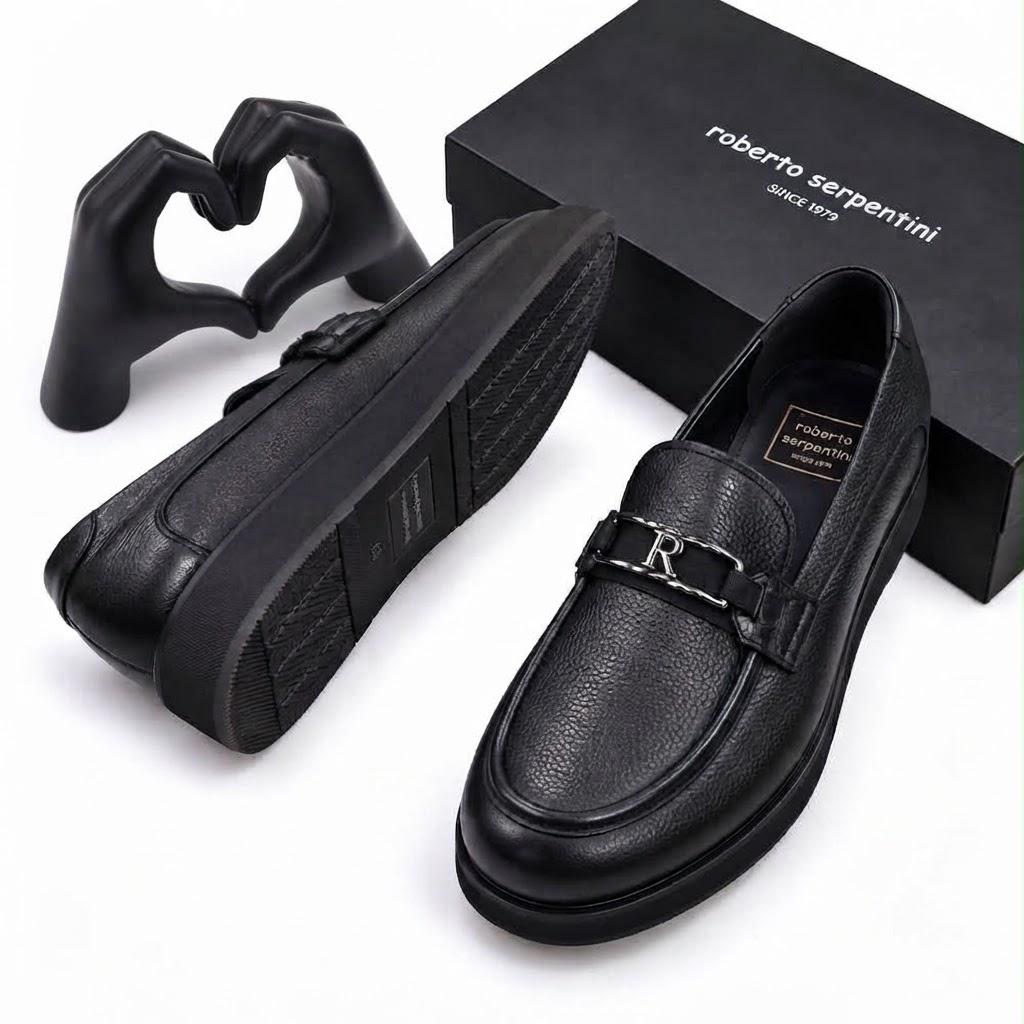 Roberto Serpentini Men's Brown Metal-Detail Loafers