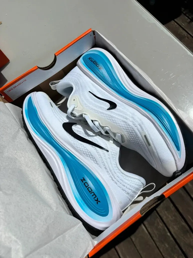 Nike ZoomX Vomero Running Sneakers – White/Blue
