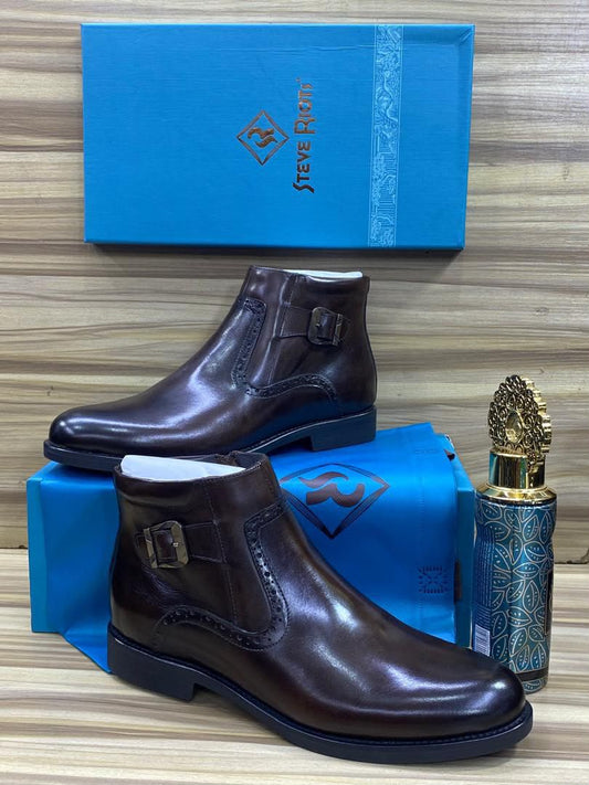 teve Riots Monk Strap Brogue Ankle Boots 